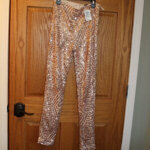 Windsor Brand Rose Gold Sparkly Sequined Pants - Size Small